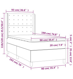 Sommier tapissier et matelas et LED Gris clair 90x190cm Velours