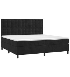 Lit à sommier tapissier et matelas Noir 200x200 cm Velours