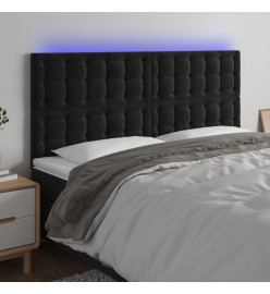 Tête de lit à LED Noir 200x5x118/128 cm Velours