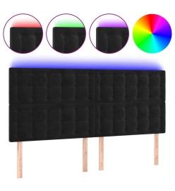 Tête de lit à LED Noir 200x5x118/128 cm Velours