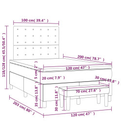Lit à sommier tapissier avec matelas Noir 120x200 cm Velours