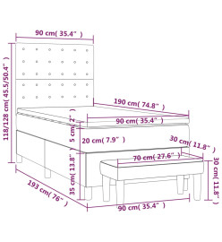 Lit à sommier tapissier avec matelas Noir 90x190 cm Tissu