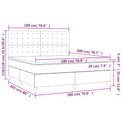 Sommier tapissier avec matelas et LED Noir 180x200 cm Tissu