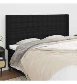 Tête de lit avec oreilles Noir 183x16x118/128 cm Tissu