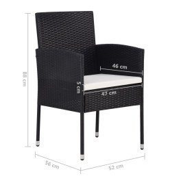 Chaises de jardin 4 pcs Résine tressée Noir