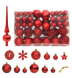 Ensemble de boules de Noël 111 pièces rouge polystyrène