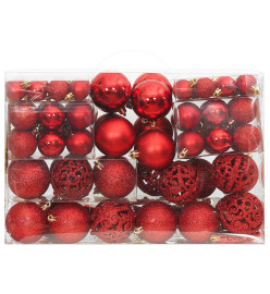 Ensemble de boules de Noël 111 pièces rouge polystyrène