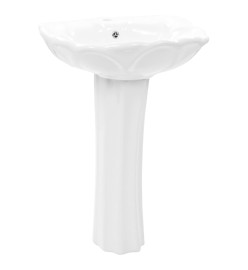 Lavabo autoportant avec socle Céramique Blanc 580x510x200 mm