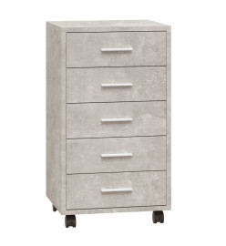 Armoire à tiroirs avec roulettes Gris béton Bois d'ingénierie