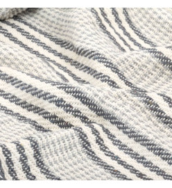 Couverture coton à rayures 125x150 cm Gris et Blanc