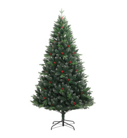 Sapin de Noël artificiel à charnières avec baies rouges 150 cm