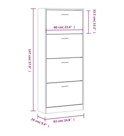 Armoire à chaussures Sonoma gris 63x24x147 cm Bois d'ingénierie