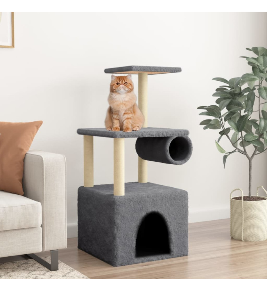 Arbre à chat avec griffoirs en sisal gris foncé 109,5 cm