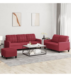 Ensemble de canapés 3 pcs et coussins Rouge bordeaux Similicuir