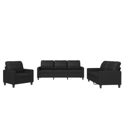 Ensemble de canapés 3 pcs avec coussins Noir Similicuir