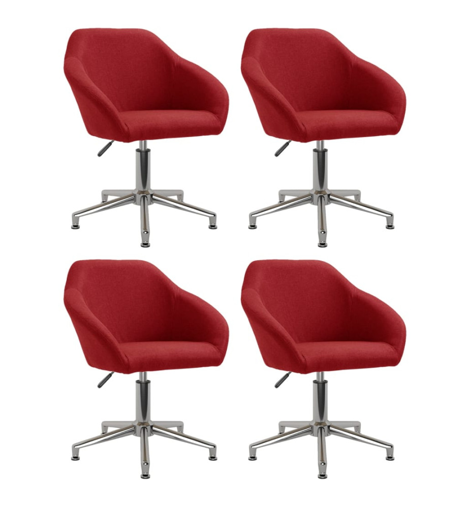 Chaises pivotantes à manger lot de 4 rouge bordeaux tissu