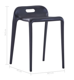 Tabourets empilables lot de 4 noir plastique