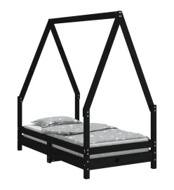 Cadre de lit pour enfant noir 70x140 cm bois de pin massif