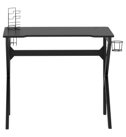 Bureau de jeu avec pieds en forme de K Noir 90x60x75 cm