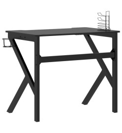 Bureau de jeu avec pieds en forme de K Noir 90x60x75 cm