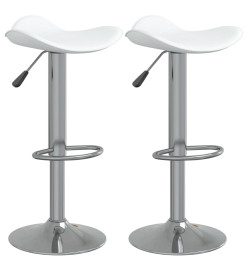 Tabourets de bar lot de 2 blanc acier chromé et cuir artificiel