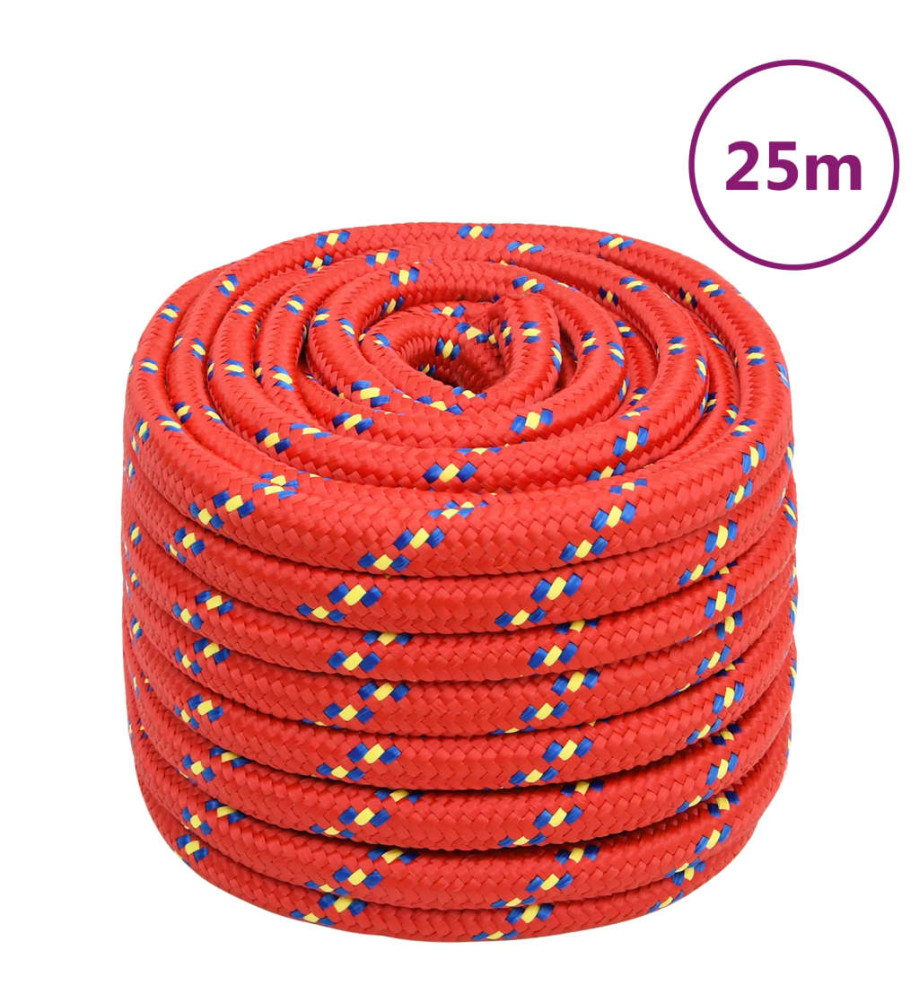 Corde de bateau Rouge 20 mm 25 m Polypropylène