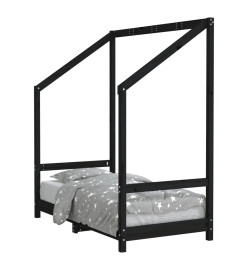 Cadre de lit pour enfant noir 70x140 cm bois de pin massif