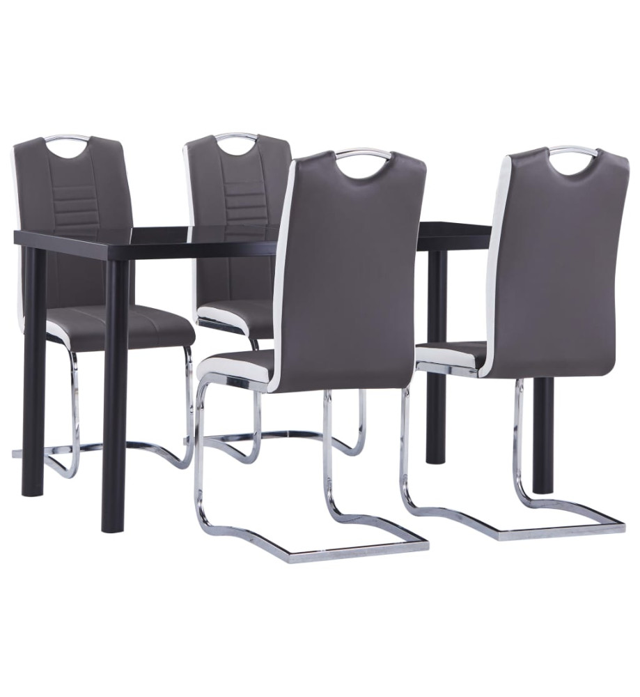 Ensemble de salle à manger 5 pcs Similicuir Gris