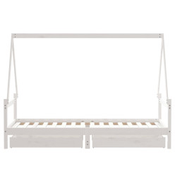 Cadre de lit enfant tiroirs blanc 90x200 cm bois de pin massif