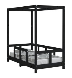 Cadre de lit pour enfant noir 70x140 cm bois de pin massif