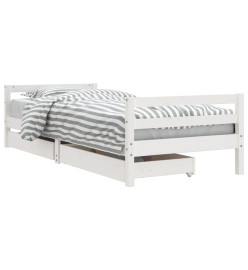 Cadre de lit d'enfants tiroirs blanc 90x190 cm bois pin massif