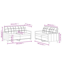 Ensemble de canapés 2 pcs avec coussins Crème Tissu