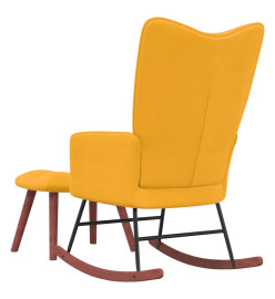 Chaise à bascule avec repose-pied Jaune moutarde Velours