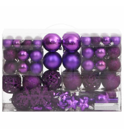 Ensemble de boules de Noël 111 pièces violet polystyrène