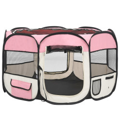 Parc pliable pour chien avec sac de transport Rose 110x110x58cm