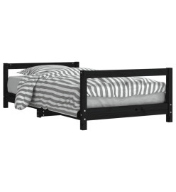 Cadre de lit pour enfant noir 80x160 cm bois de pin massif