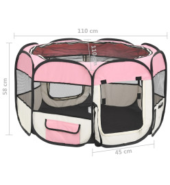 Parc pliable pour chien avec sac de transport Rose 110x110x58cm