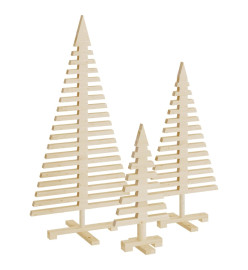 Arbres de Noël en bois pour décoration 3 pcs bois massif de pin