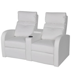 Fauteuil inclinable à LED à 2 places Cuir artificiel Blanc