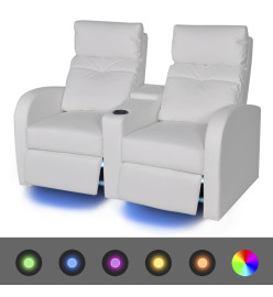 Fauteuil inclinable deux pièces 2+3places cuir artificiel blanc