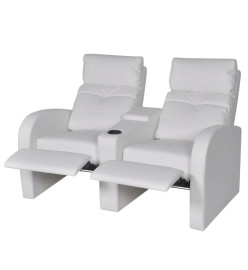 Fauteuil inclinable deux pièces 2+3places cuir artificiel blanc