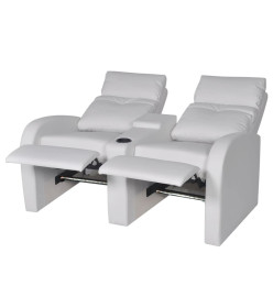 Fauteuil inclinable deux pièces 2+3places cuir artificiel blanc