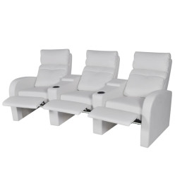 Fauteuil inclinable deux pièces 2+3places cuir artificiel blanc