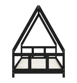 Cadre de lit pour enfants noir 90x200 cm bois de pin massif