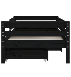 Cadre de lit enfant avec tiroirs noir 70x140 cm bois pin massif