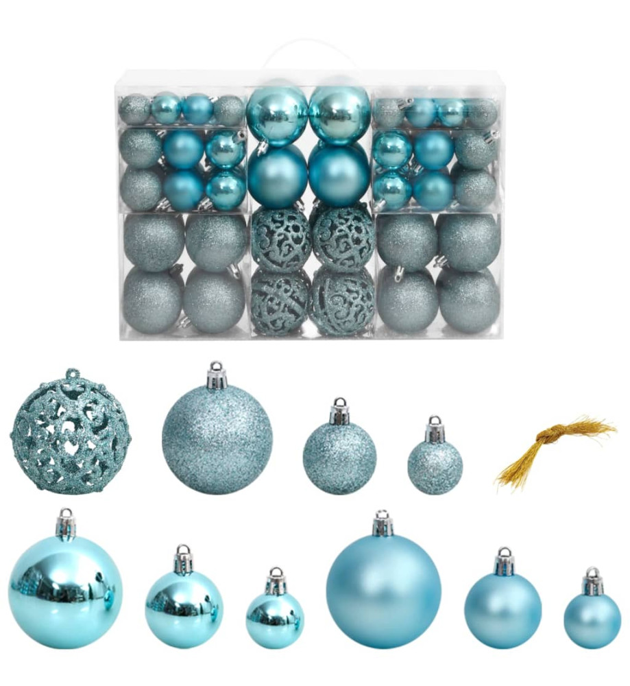 Boules de Noël 100 pcs turquoise 3 / 4 / 6 cm