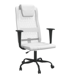 Chaise de bureau blanc tissu en maille et similicuir