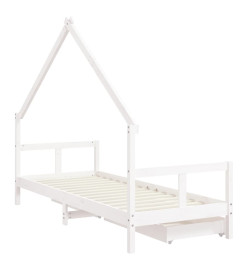 Cadre de lit enfant tiroirs blanc 80x200 cm bois de pin massif