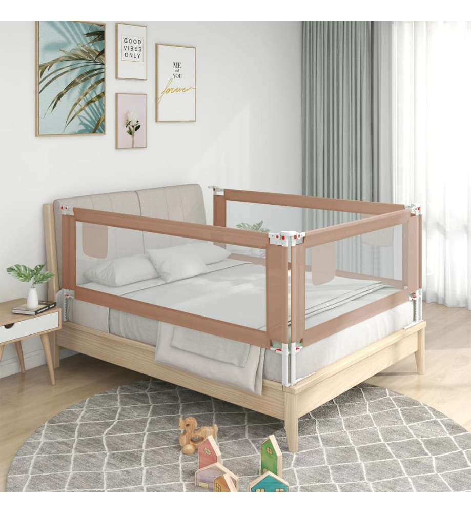 Barrière de sécurité de lit d'enfant Taupe 140x25 cm Tissu