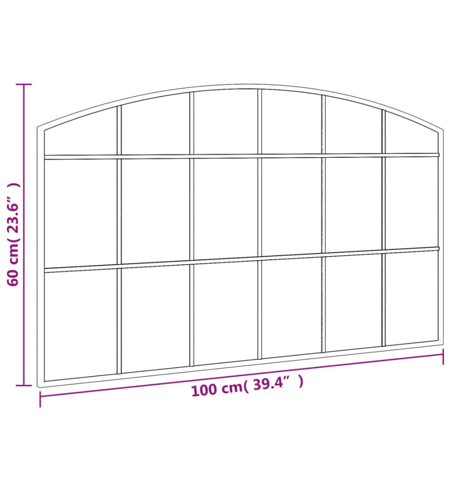 Miroir mural noir 100x60 cm arche fer
